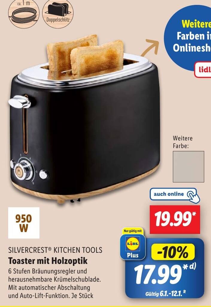 SILVERCREST KITCHEN TOOLS Toaster mit Holzoptik Angebot bei Lidl