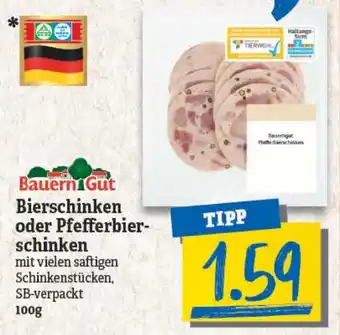 NP Discount Bauern Gut Bierschinken oder Pfefferbierschinken 100g Angebot