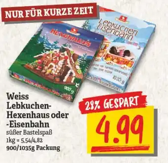 NP Discount Weiss Lebkuchen Hexenhaus oder Eisenbahn 900/1035 g Angebot