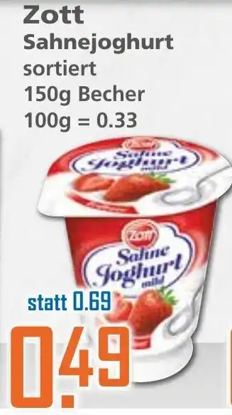 Klaas und Kock Zott Sahnejoghurt  150g Becher Angebot