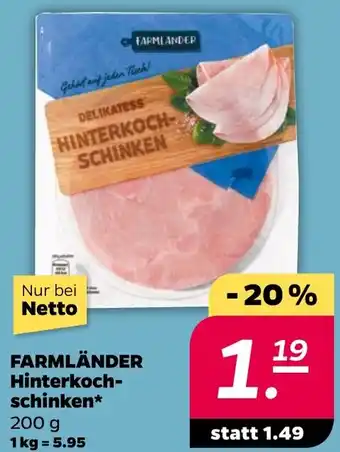 NETTO FARMLÄNDER Hinterkochschinken Angebot