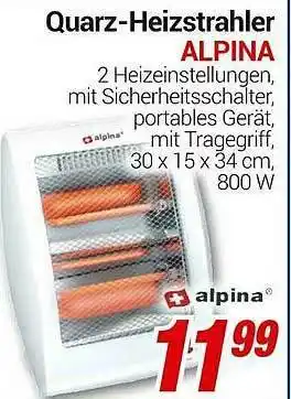 CENTERSHOP Quarz-heizstrahler Alpina Angebot