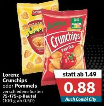 Combi Lorenz Crunchips oder Pommels 75-175g Beutel Angebot