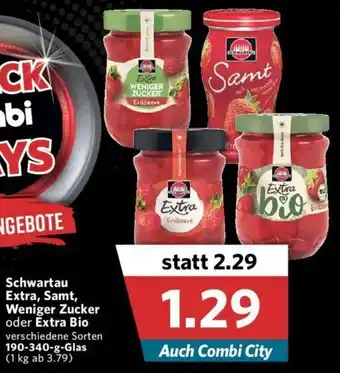 Combi Schwartau Extra, Samt, Weniger Zucker oder Extra Bio 190-340g Angebot