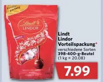 Combi Lindt Lindor Vorteilspackung 398-400g Beutel Angebot