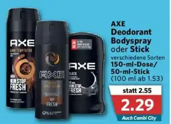 Combi Axe Deodorant Bodyspray oder Stick 150/50ml Angebot