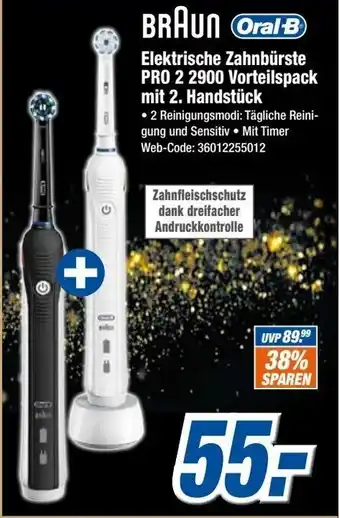 Expert Braun Oral-B Elektrische Zahnbürste Pro 2 2900 Vorteilspack mit 2. Handstück Angebot