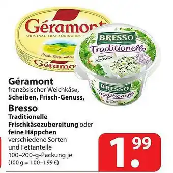 Famila Nord Ost Géramont Scheiben, Frisch-genuss, Bresso Traditionelle Frischkäsezubereitung Oder Feine Häppchen Angebot