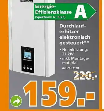 Globus Baumarkt Durchlauferhitzer Elektronisch Gesteuert Angebot