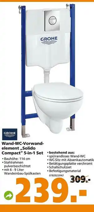 Globus Baumarkt Grohe Wand-wc-vorwandelement „solido Compact“ 5in1-set Angebot