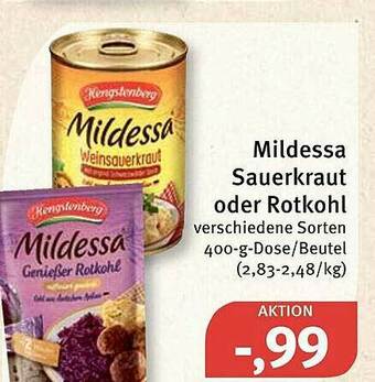 Feneberg Mildessa Sauerkraut Oder Rotkohl Angebot