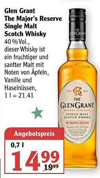 Globus Glen Grant The Major's Reserve Single Malt Scotch Whisky Angebot