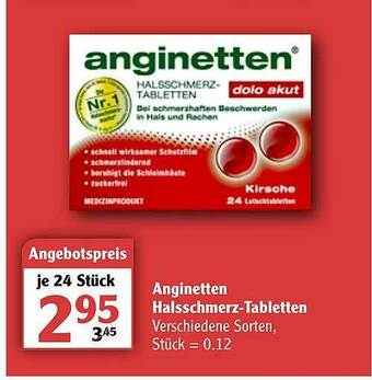 Globus Anginetten Halsschmerz-tabletten Angebot