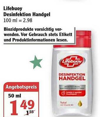 Globus Lifebuoy Desinfektion Handgel Angebot