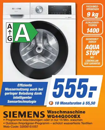 K+B Expert SIEMENS Waschmaschine WG44G000EX Angebot