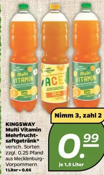 NETTO Kingsway Multi Vitamin Mehrfruchtsaftgetränk 0,25 Pfand Angebot