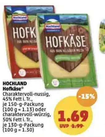 PENNY Hochland Hofkäse 150/130g Angebot