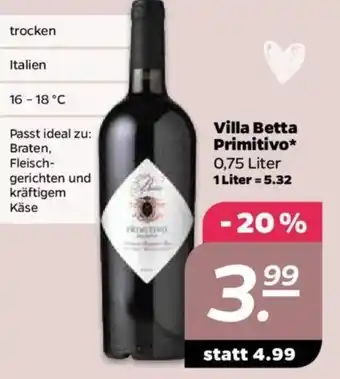 NETTO Villa Betta Primitivo 0,75L Angebot