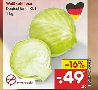 Netto Marken-Discount Weißkohl Lose Angebot