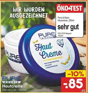 Netto Marken-Discount Hautcreme Pure & Basic Angebot