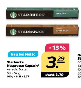 NETTO Starbucks Nespresson Kapseln 53-57g Angebot