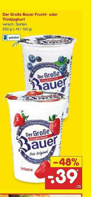 Netto Marken-Discount Der Goße Bauer Frucht- Oder Trinkjoghurt Angebot