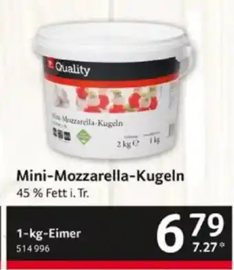 Selgros Quality Mini-Mozzarella-Kugeln 45% Fett i. Tr. Angebot