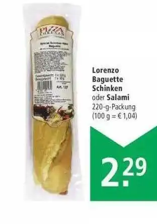 Marktkauf Lorenzo Baguette Schinken oder salami Angebot