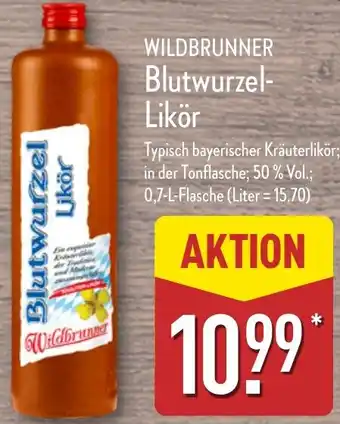 Aldi Nord WILDBRUNNER Blutwurzel Likör Angebot