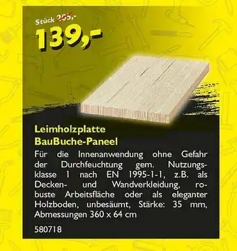 Holz Possling Leimholzplatte Baubuche-paneel Angebot