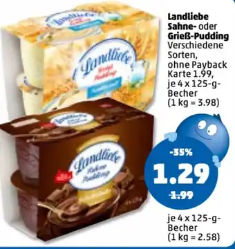 PENNY Landliebe Sahne oder Grieß Pudding 4x125g Becher Angebot