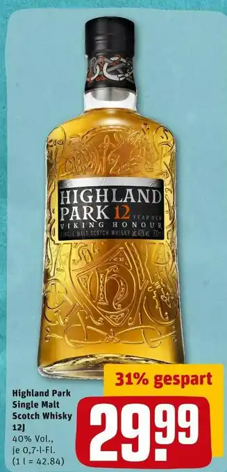 REWE Highland park single malt scotch whisky 12j Angebot