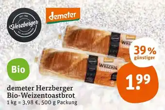 tegut Demeter Herzberger Bio Weizentoastbrot 500g Angebot