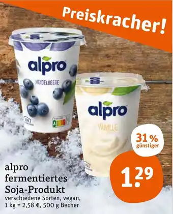 tegut Alpro Fermentiertes Soja Produkt 500g Becher Angebot