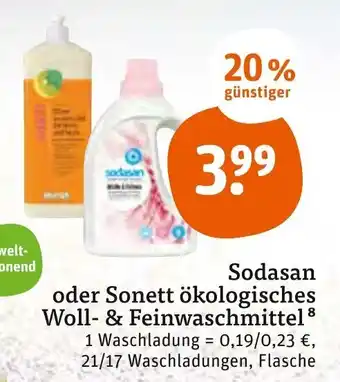 tegut Sodasan oder Sonett ökologisches Woll & Feinwaschmittel Angebot