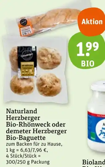 tegut Naturland Herzberger Bio-Rhönweck oder demeter Herzberger Bio-Baguette Angebot