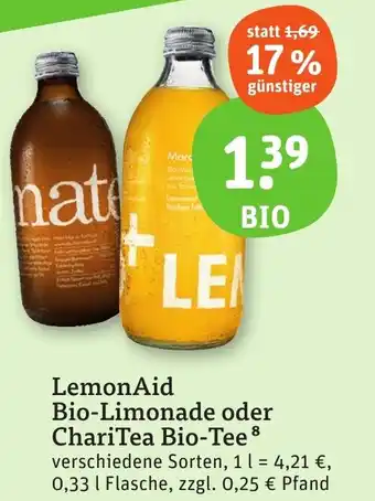 tegut LemonAid Bio-Limonade oder ChariTea Bio-Tee Angebot