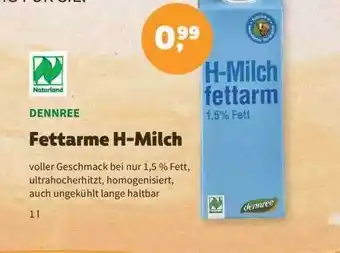 Denns BioMarkt Dennree Fettarme H-Milch 1L Angebot