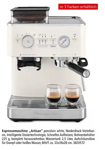 Segmüller Kitchenaid espressomaschine „artisan“ Angebot