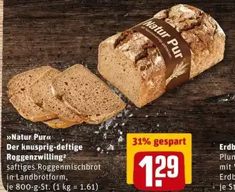 REWE »natur pur« der knusprig-deftige roggenzwilling Angebot