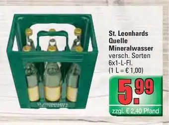 Profi Getränke St Leonhards Quelle Mineralwasser 6x1L Angebot