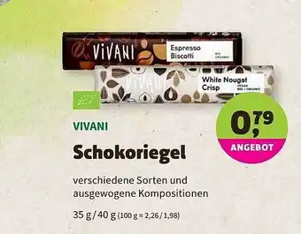 Biomarkt Vivani Schokoriegel 35/40g Angebot