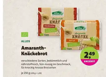 Biomarkt Allos Amaranth Knäckebrot 250g Angebot