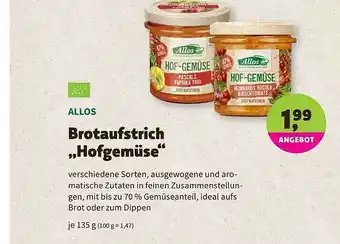 Biomarkt Allos Brotaufstrich „Hofgemüse” 135g Angebot