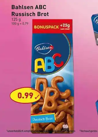 PicksRaus Bahlsen ABC Russisch Brot 125g Angebot