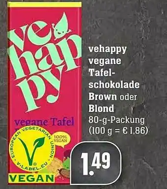 Scheck-in-Center Vehappy Vegane Tafel-schokolade Brown Oder Blond Angebot