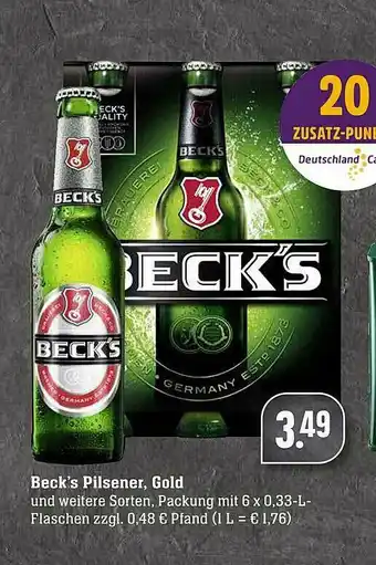 Scheck-in-Center Beck's Pilsener Gold Angebot