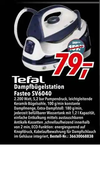 dodenhof Tefal Dampfbügelstation Fasteo Sv6040 Angebot