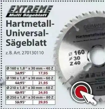 Sonderpreis Baumarkt Hartmetall- Universal- Sägeblatt Angebot