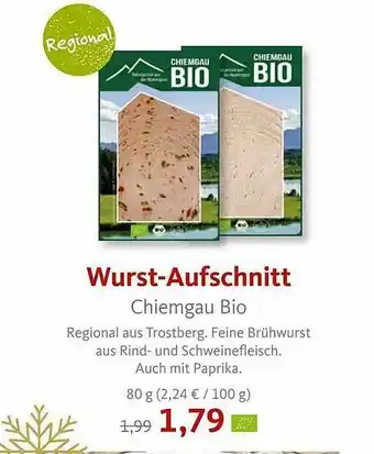 VollCorner Biomarkt Wurst-aufschnitt Chiemgau Bio Angebot